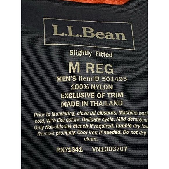 LL Bean Mountain Classic Vest Mens M Reg Orange Blue Nylon Shell Packable Zip - Picture 8 of 14